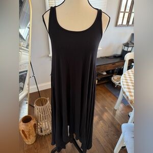 Caite Vibrant Embroidered Black Midi Dress